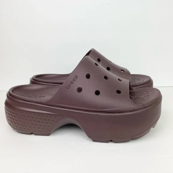 Crocs Stomp Platform Slides Coffee Mocha Brown