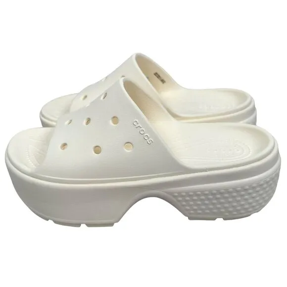 Crocs Stomp Slide Men’s 7 Women’s 9 Slides Sandals Chalk White 209346 New