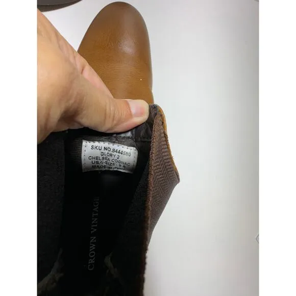 Crown Vintage Cognac Glory 2 Chelsea Men’s Leather Boots Sz 9.5