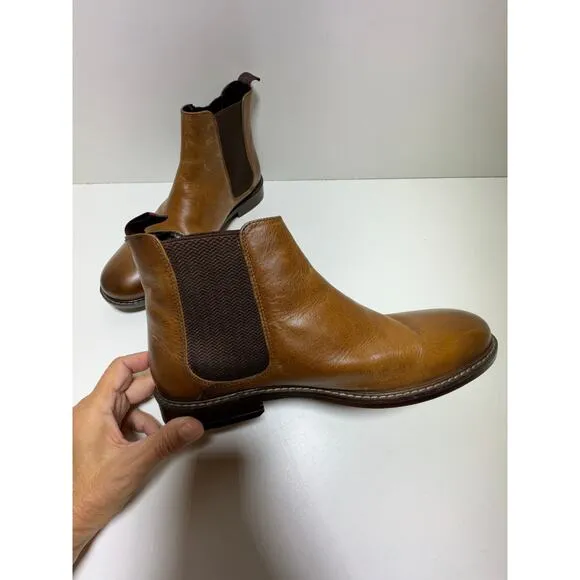Crown Vintage Cognac Glory 2 Chelsea Men’s Leather Boots Sz 9.5