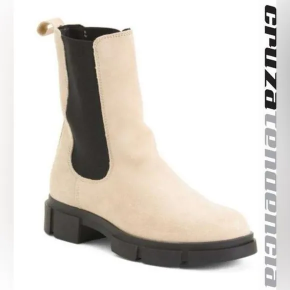 CRUZA TENDENCIA Made in Portugal Chelsea Suede Leather Boots