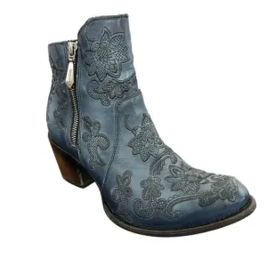 CUADRA Boots Embroidered Ankle Boot Womens 10 Round Toe Zip Side Zip