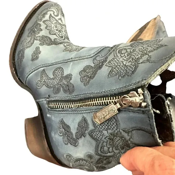 CUADRA Boots Embroidered Ankle Boot Womens 10 Round Toe Zip Side Zip