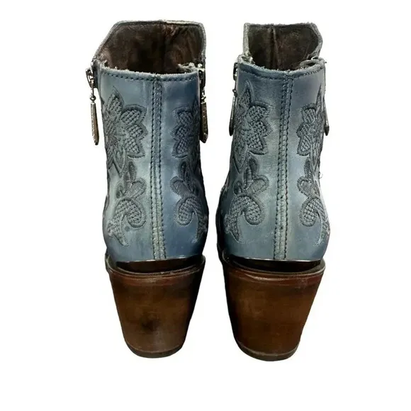 CUADRA Boots Embroidered Ankle Boot Womens 10 Round Toe Zip Side Zip