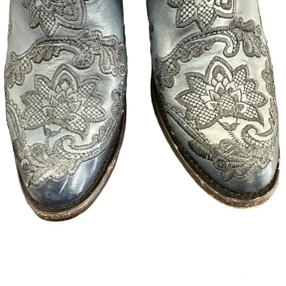 CUADRA Boots Embroidered Ankle Boot Womens 10 Round Toe Zip Side Zip