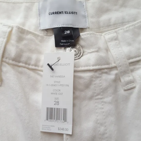 Current/Elliott The Vanessa High-Rise Cropped White Jeans NWT