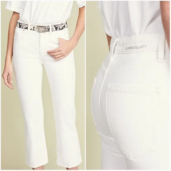 Current/Elliott The Vanessa High-Rise Cropped White Jeans NWT