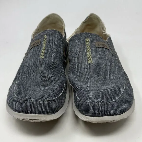 Cushe Slipper Shoes Mens 13 Blue Canvas Denim Look Slip On Loafers Sneakers Surf