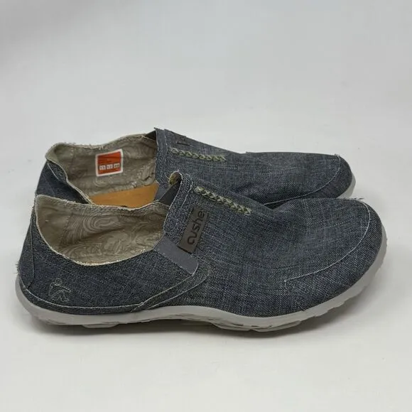 Cushe Slipper Shoes Mens 13 Blue Canvas Denim Look Slip On Loafers Sneakers Surf
