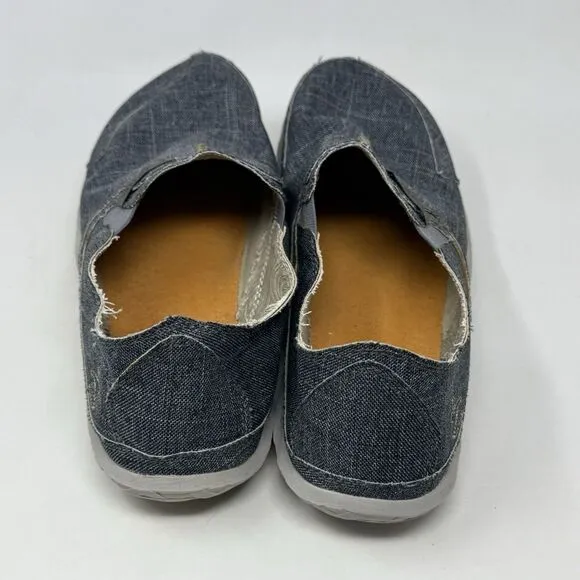 Cushe Slipper Shoes Mens 13 Blue Canvas Denim Look Slip On Loafers Sneakers Surf