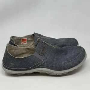 Cushe Slipper Shoes Mens 13 Blue Canvas Denim Look Slip On Loafers Sneakers Surf