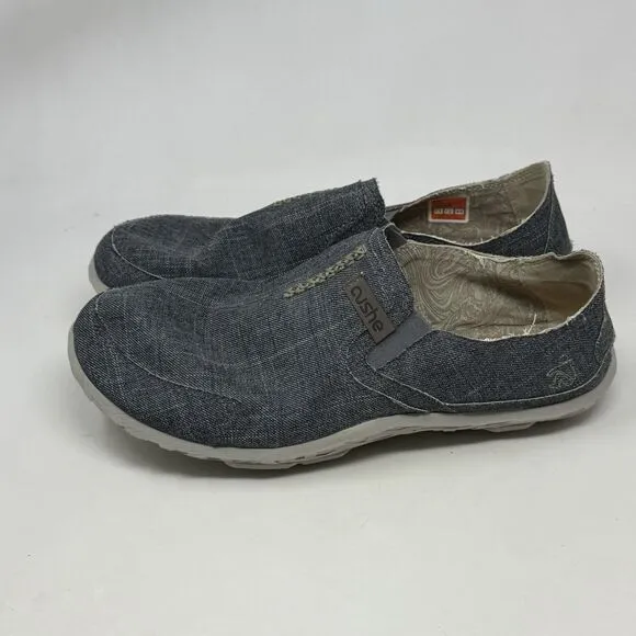 Cushe Slipper Shoes Mens 13 Blue Canvas Denim Look Slip On Loafers Sneakers Surf