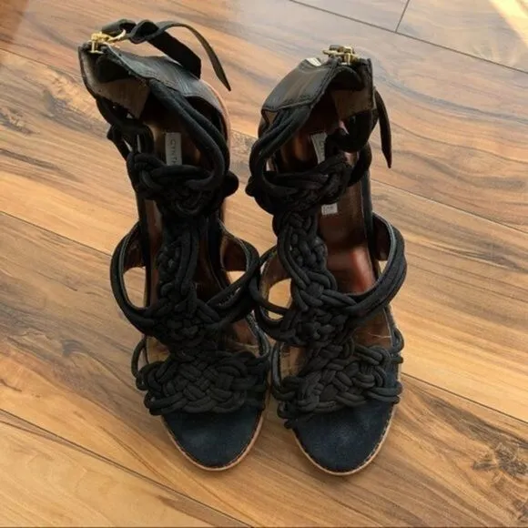 Cynthia Vincent twisted knots leather heeled sandals 9.5