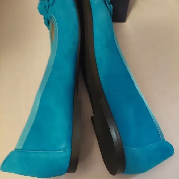 Daniela Fargion Turquoise Blue Rose Ballet Flats SZ 41/11- Made In Italy