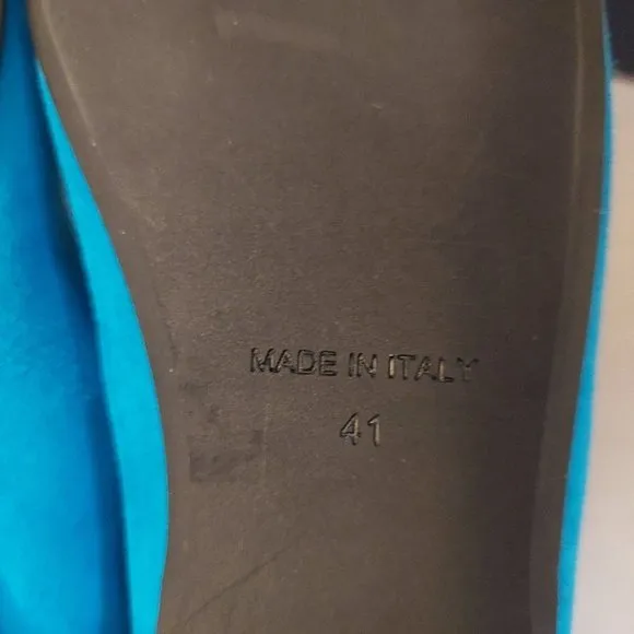 Daniela Fargion Turquoise Blue Rose Ballet Flats SZ 41/11- Made In Italy