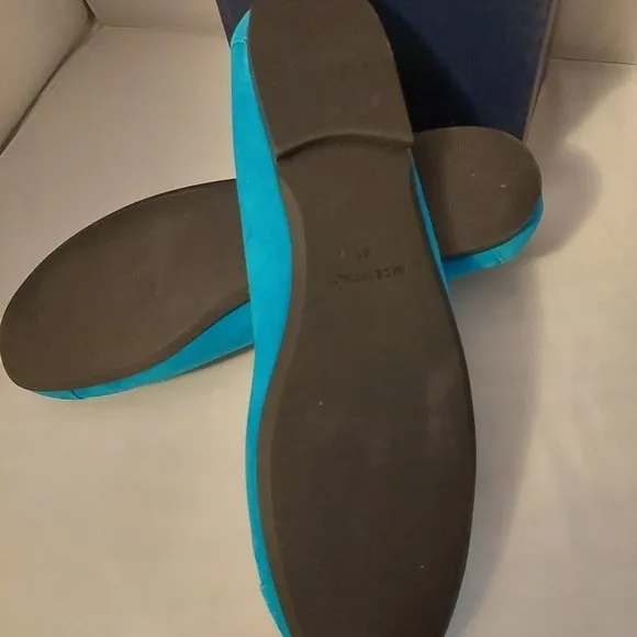 Daniela Fargion Turquoise Blue Rose Ballet Flats SZ 41/11- Made In Italy