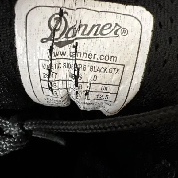 Danner Men’s Size 13 Kinetic GTX Side Zip 8&quot; GORE-TEX Tactical Boots Black
