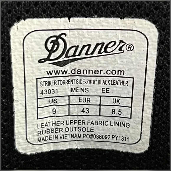 Danner Striker Torrent Side-Zip 8’ Leather Tactical Boots Men’s -Size 9