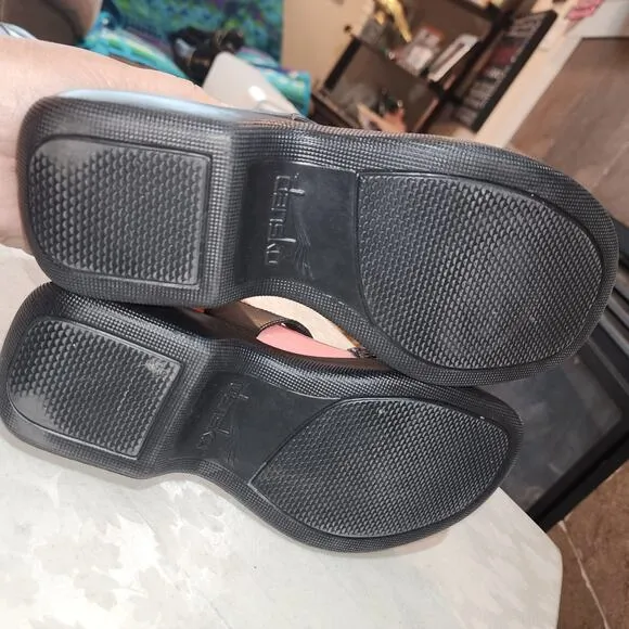 DANSKO 7.5/8 Vintage Chunky Blk Leather Buckle Y2K Style Boho Festival Sandals