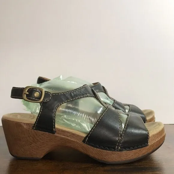Dansko Black Leather Sandals size 37 US 6.5-7