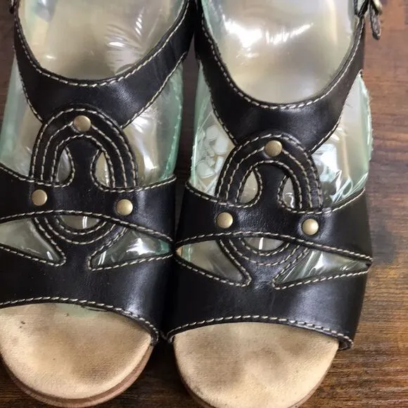 Dansko Black Leather Sandals size 37 US 6.5-7