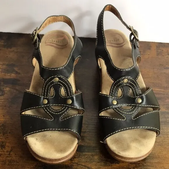 Dansko Black Leather Sandals size 37 US 6.5-7