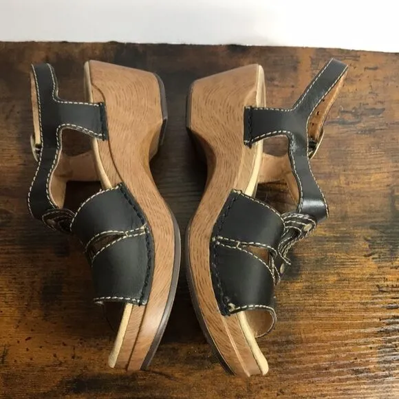 Dansko Black Leather Sandals size 37 US 6.5-7
