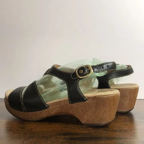 Dansko Black Leather Sandals size 37 US 6.5-7