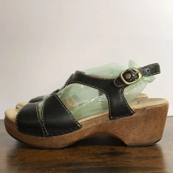 Dansko Black Leather Sandals size 37 US 6.5-7