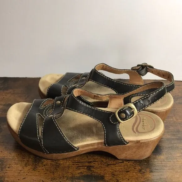 Dansko Black Leather Sandals size 37 US 6.5-7