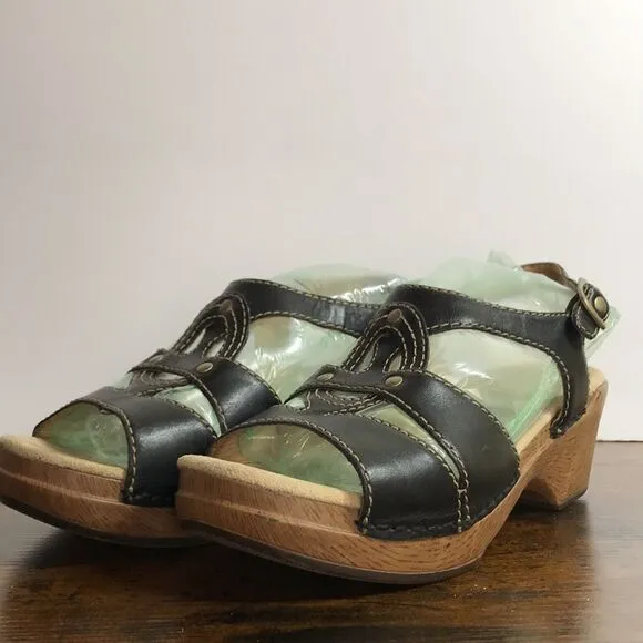 Dansko Black Leather Sandals size 37 US 6.5-7