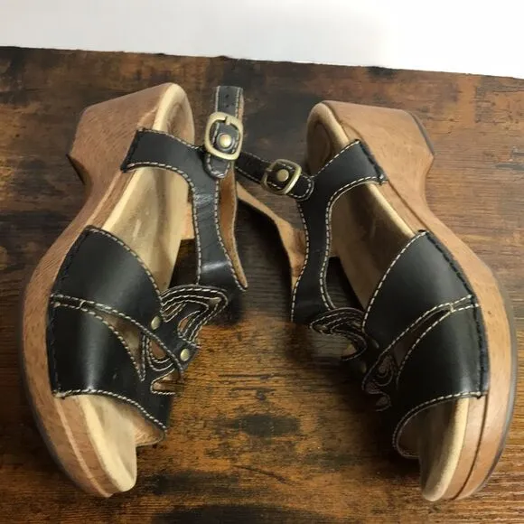 Dansko Black Leather Sandals size 37 US 6.5-7