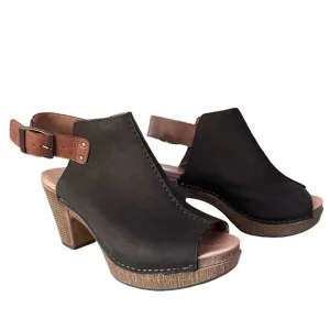 Dansko | Black Reggie Peep Toe Wedge Sandals 38 US 7.5-8