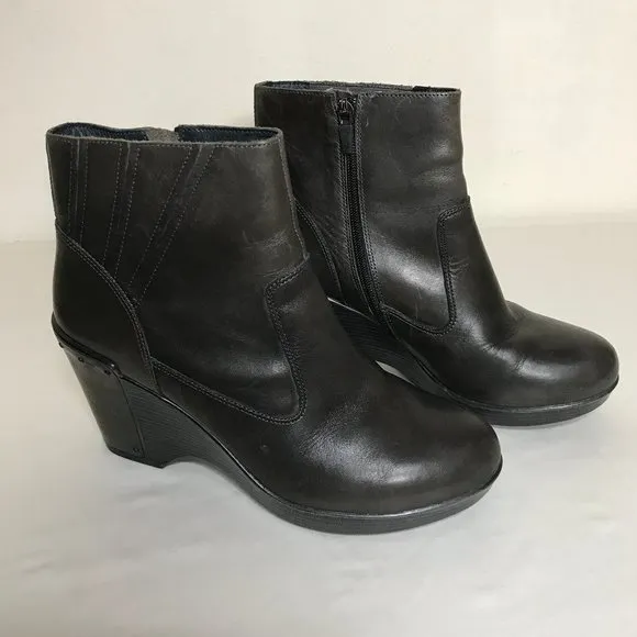 Dansko Faith Leather Wrapped &amp; Studded Wedge Heel Ankle Boots Size 41