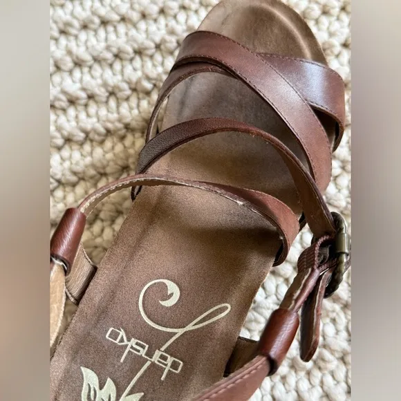 Dansko Frida Women’s Slingback Wedge Leather Strappy Sandals Size 37 EU | 7 US