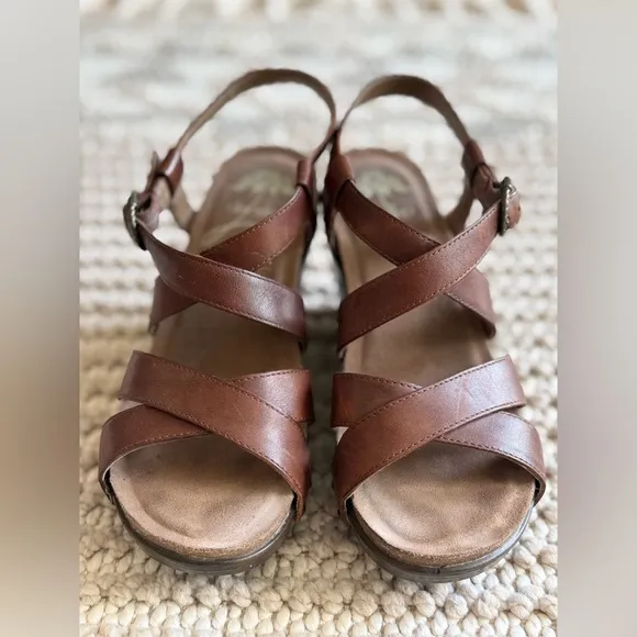 Dansko Frida Women’s Slingback Wedge Leather Strappy Sandals Size 37 EU | 7 US