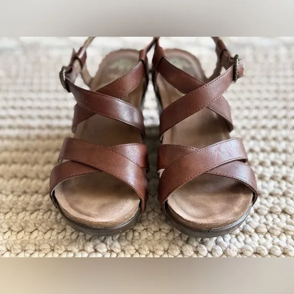 Dansko Frida Women’s Slingback Wedge Leather Strappy Sandals Size 37 EU | 7 US