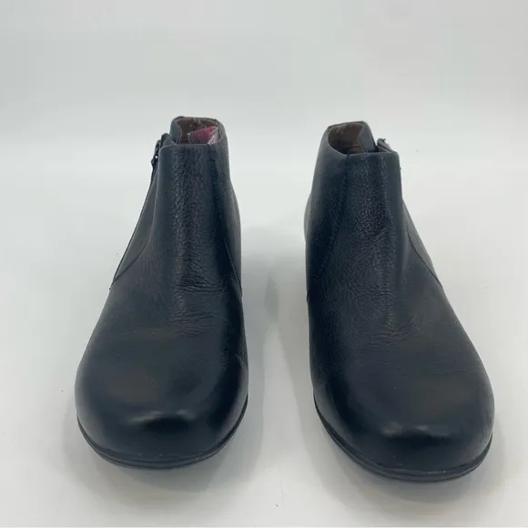 Dansko Genuine Leather Black Zip Ankle Boots 40