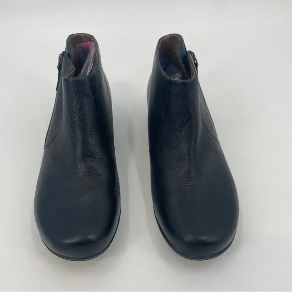 Dansko Genuine Leather Black Zip Ankle Boots 40