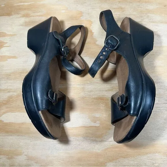 Dansko Joanie Black Leather Slingback Sandals Women’s Size 10.5