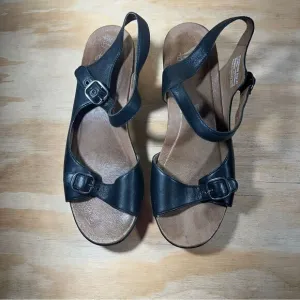Dansko Joanie Black Leather Slingback Sandals Women’s Size 10.5