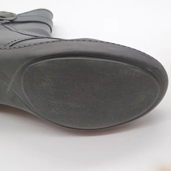 Dansko Leather Ankle Boots Zip Up Buckle Black Heeled Size EU 42 US 11.5-12