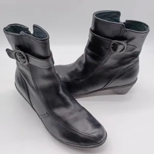 Dansko Leather Ankle Boots Zip Up Buckle Black Heeled Size EU 42 US 11.5-12