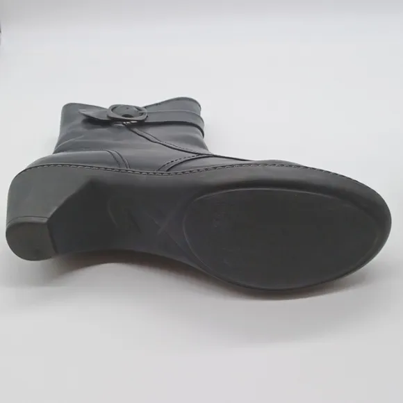 Dansko Leather Ankle Boots Zip Up Buckle Black Heeled Size EU 42 US 11.5-12