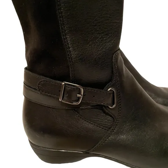 Dansko Women’s Boots Tall Leather and Fabric Black Size 36 Side Zip