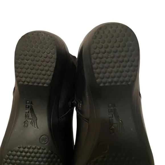 Dansko Women’s Boots Tall Leather and Fabric Black Size 36 Side Zip