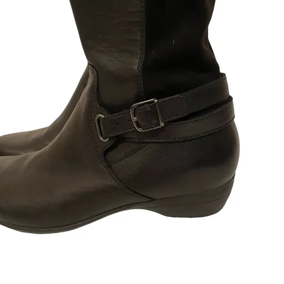 Dansko Women’s Boots Tall Leather and Fabric Black Size 36 Side Zip
