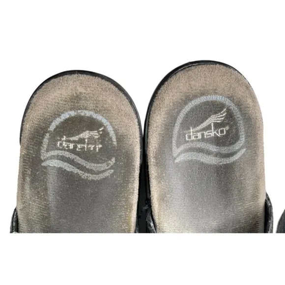 Dansko Women's Sophie Bronze Snakeprint Leather Heeled Sandals Sz EU 39/US 8-8.5