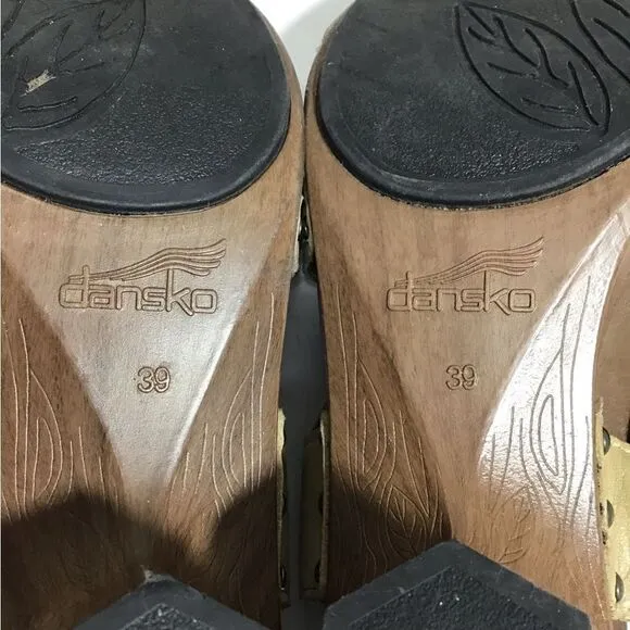Dansko Nina Violet Leather Chunky Heel Sandals Size 39