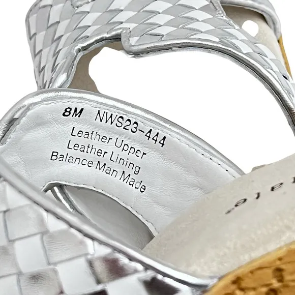 David Tate Moderno Slip On Wedges Sandals Leather‎ Upper Open Toe Silver